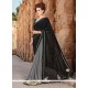 Flawless Faux Chiffon Black Lace Work Printed Saree