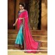 Glossy Pure Chiffon Hot Pink Embroidered Work Designer Traditional Sarees