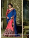 Classical Net Navy Blue And Rose Pink Traditional Saree