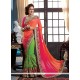 Girlish Green And Orange Jacquard Designer Traditional Sarees