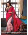 Magnetize Pink Embroidered Work Net Traditional Saree