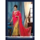 Distinguishable Green And Hot Pink Embroidered Work Net Traditional Designer Sarees