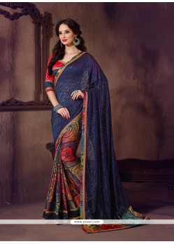 Bedazzling Net Printed Saree