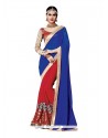 Appealing Red Embroidered Work Jacquard Classic Designer Saree