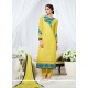 Affectionate Embroidered Work Yellow Georgette Designer Straight Salwar Kameez
