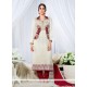 Resham Georgette Designer Straight Salwar Kameez In Off White
