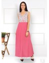 Intriguing Pink Print Work Pure Crepe Party Wear Kurti