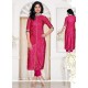 Winsome Lace Work Banglori Silk Hot Pink Designer Kurti