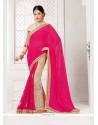 Patch Border Georgette Classic Saree In Hot Pink