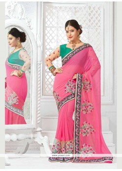 Gratifying Net Pink Designer Saree