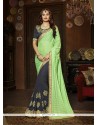 Sightly Silk Green And Navy Blue Classic Designer Saree