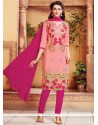 Beautiful Pink Cotton Churidar Designer Suit
