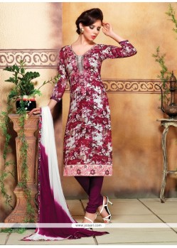 Vivacious Cotton Multi Colour Print Work Churidar Designer Suit