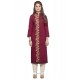 Noble Embroidered Work Cotton Maroon Party Wear Kurti
