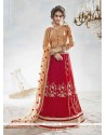 Princely Georgette Red Embroidered Work A Line Lehenga Choli