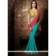 Teal Green And Pink Georgette Saree