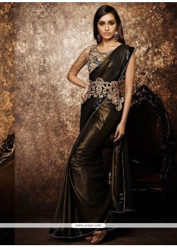 Black And Brown Shimmer Georgette Saree