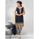 Dilettante Navy Blue Embroidered Work Chanderi Readymade Suit