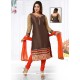 Fetching Brown Embroidered Work Chanderi Readymade Suit