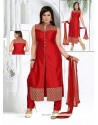 Dignified Fancy Fabric Red Readymade Suit