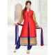Nice Fancy Fabric Red Embroidered Work Readymade Suit