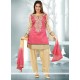 Artistic Embroidered Work Chanderi Pink Readymade Suit