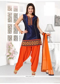 Pretty Embroidered Work Art Dupion Silk Readymade Suit