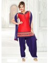Eye-catchy Embroidered Work Art Dupion Silk Readymade Suit