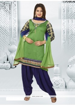 Sightly Green Chanderi Readymade Suit
