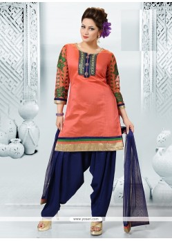 Congenial Embroidered Work Chanderi Readymade Suit