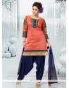 Congenial Embroidered Work Chanderi Readymade Suit