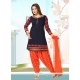 Blissful Chanderi Navy Blue Readymade Suit
