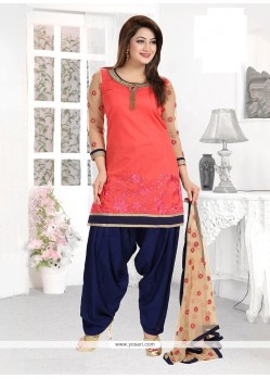 Flattering Embroidered Work Chanderi Readymade Suit