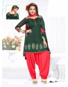 Angelic Chanderi Green Embroidered Work Readymade Suit