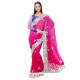 Latest Georgette Hot Pink Embroidered Work Classic Designer Saree