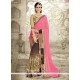 Customary Beige And Pink Embroidered Work Georgette Designer Saree
