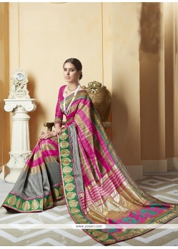 Prominent Multi Colour Print Work Silk Printed Saree