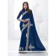 Riveting Faux Chiffon Embroidered Work Classic Saree