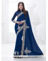 Riveting Faux Chiffon Embroidered Work Classic Saree