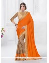 Surpassing Chiffon Satin Orange Designer Saree