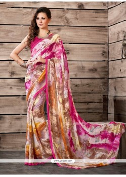 Spectacular Multi Colour Georgette Printed Saree