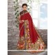 Delectable Red Print Work Faux Crepe Casual Saree