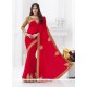 Versatile Red Embroidered Work Classic Saree