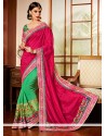 Pink And Green Art Silk Designer Saree