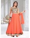 Classical Peach Patch Border Work Readymade Suit