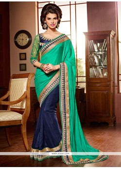 Blue And Green Art Silk Designer Saree