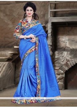 Modernistic Bhagalpuri Silk Blue Printed Saree