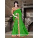 Glitzy Patch Border Work Green Bhagalpuri Silk Printed Saree