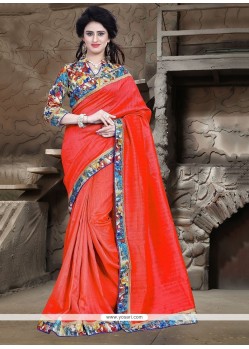 Affectionate Bhagalpuri Silk Red Printed Saree
