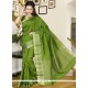 Green Print Work Silk Casual Saree